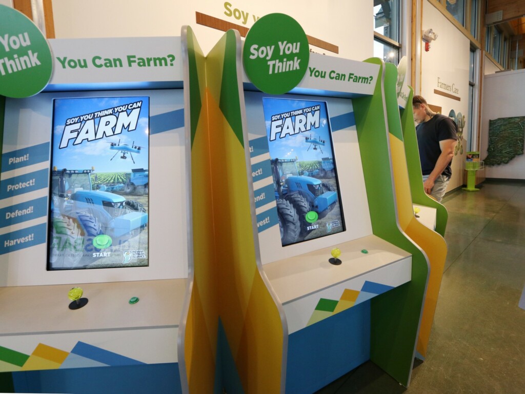 retro-inspired farm game arcade console