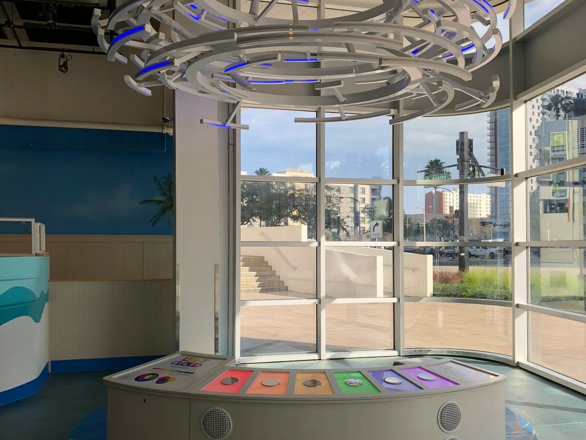 light cloud touch panel kiosk and sculpture 